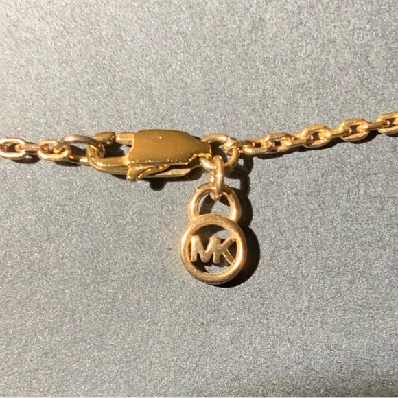 Michael Kors Gold Toned Pave Padlock Key Chain Necklace EUC - Picture 7 of 8